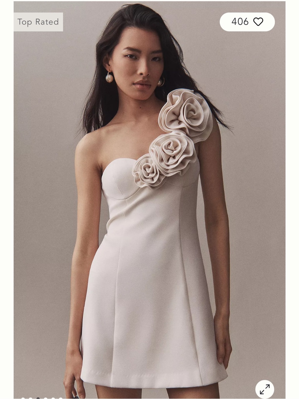 The Wolf Gang Flores Rose One-Shoulder Mini Dress